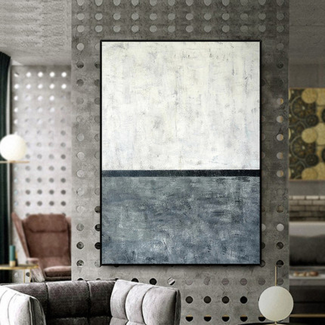 Wall Art z abstrakcyjną linią w nordyckich odcieniach czerni, bieli i szarości, na płótnie - idealne dekoracje do salonu i domu - Wianko - 24