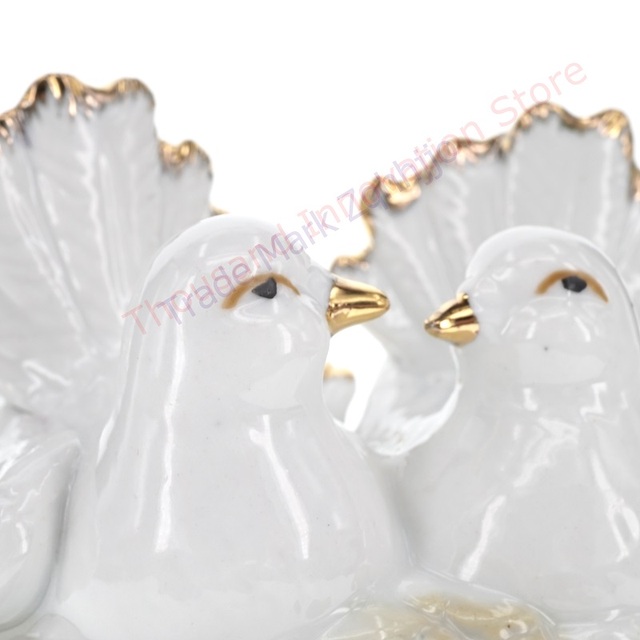Ceramiczne figurki białych ptaków - estetyczna porcelanowa rzeźba do dekoracji pokoju - Wianko - 6