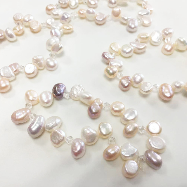 Słodkowodna perłowa bransoletka dla kobiet, biało-różowa-fioletowa, długość 18cm - Wianko - 4