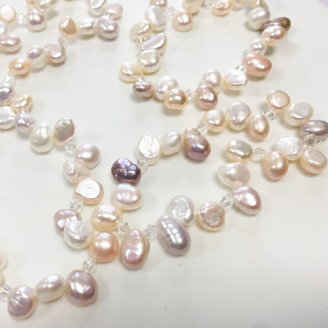 Słodkowodna perłowa bransoletka dla kobiet, biało-różowa-fioletowa, długość 18cm - Wianko - 5