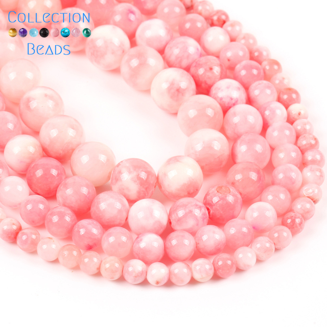 Naturalny kamień różowy biały perski Jades 6-12mm - zestaw koralików do tworzenia bransoletek - Wianko - 3
