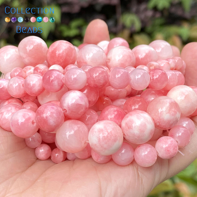 Naturalny kamień różowy biały perski Jades 6-12mm - zestaw koralików do tworzenia bransoletek - Wianko - 1