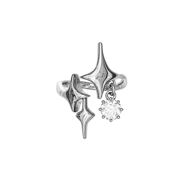 Pierścień złoty z wygrawerowaną gwiazdą - biżuteria luksusowa dla kobiet - Wianko - 6