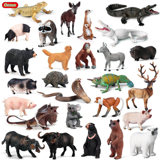 Figurka dzikich zwierząt Oenux: ełk, niedźwiedź, krokodyl, wąż - model do kolekcji zabawek dla dzieci - Wianko - 12