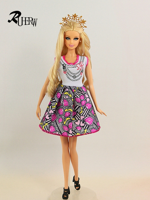 Sukienka dla lalek Barbie - modne ciuchy, doskonały prezent urodzinowy dla dzieci - Wianko - 4