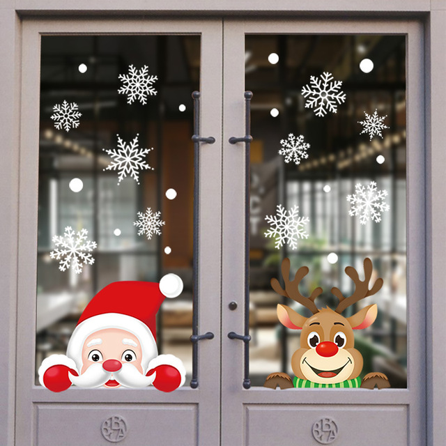 Naklejki na okna Bożego Narodzenia ze Świętym Mikołajem - Wesołych Świąt i Szczęśliwego Nowego Roku 2022 - Wianko - 5