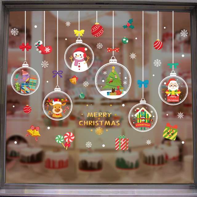 Naklejki na okna Bożego Narodzenia ze Świętym Mikołajem - Wesołych Świąt i Szczęśliwego Nowego Roku 2022 - Wianko - 3