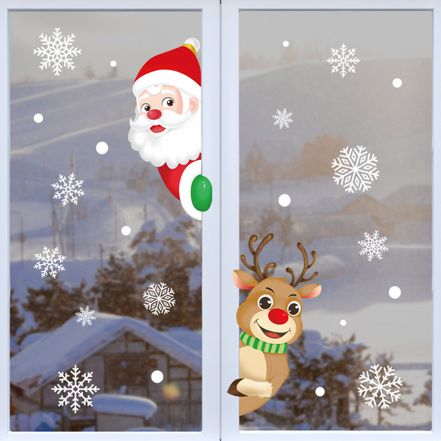 Naklejki na okna Bożego Narodzenia ze Świętym Mikołajem - Wesołych Świąt i Szczęśliwego Nowego Roku 2022 - Wianko - 1