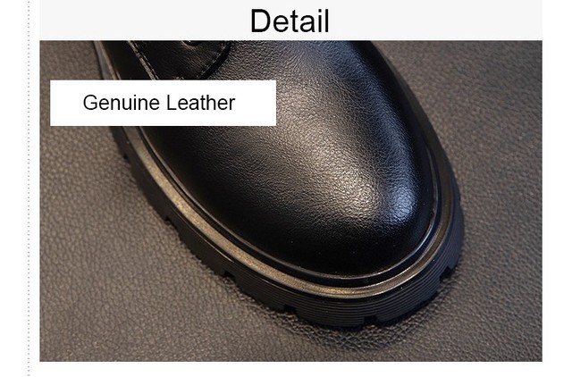 Buty z prawdziwej skóry obcasy Martin kobieta 2021 trzewiki platformowe botki Chunky z zamkiem - Wianko - 6