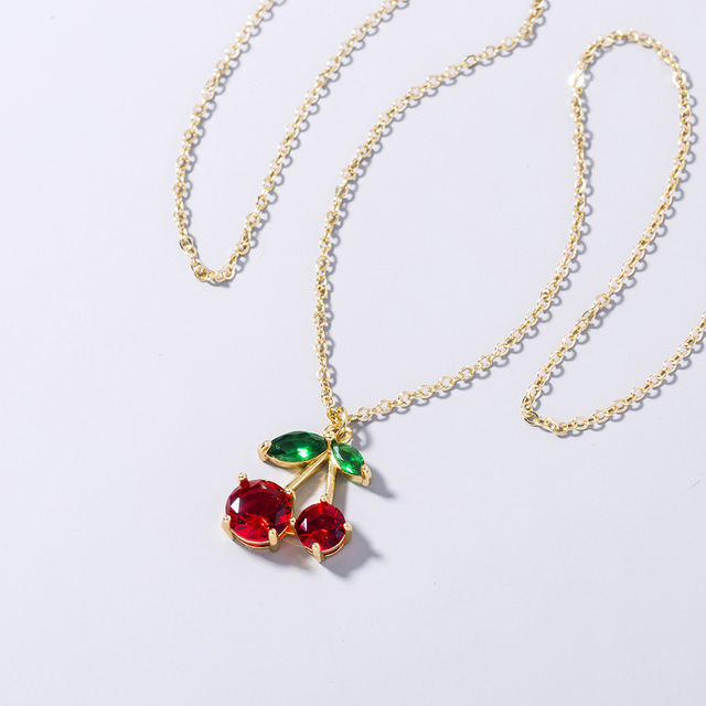 Naszyjnik z wisiorkiem wiśniowy kryształ z czerwoną świeżą prostą biżuterią - Wianko - 2