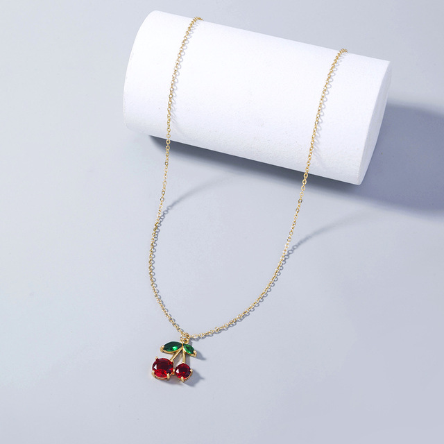 Naszyjnik z wisiorkiem wiśniowy kryształ z czerwoną świeżą prostą biżuterią - Wianko - 8