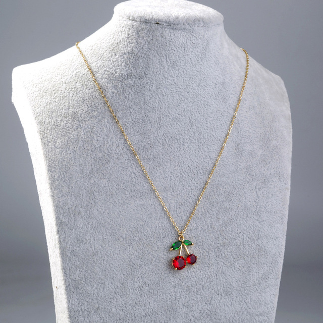 Naszyjnik z wisiorkiem wiśniowy kryształ z czerwoną świeżą prostą biżuterią - Wianko - 6