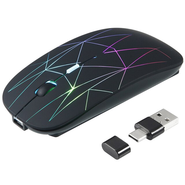 Bezprzewodowa mysz LED przenośna ładowalna - cicha mysz do komputera przenośnego Notebook - Wianko - 1