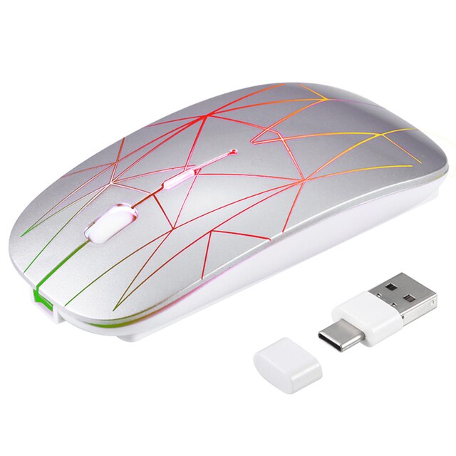 Bezprzewodowa mysz LED przenośna ładowalna - cicha mysz do komputera przenośnego Notebook - Wianko - 2