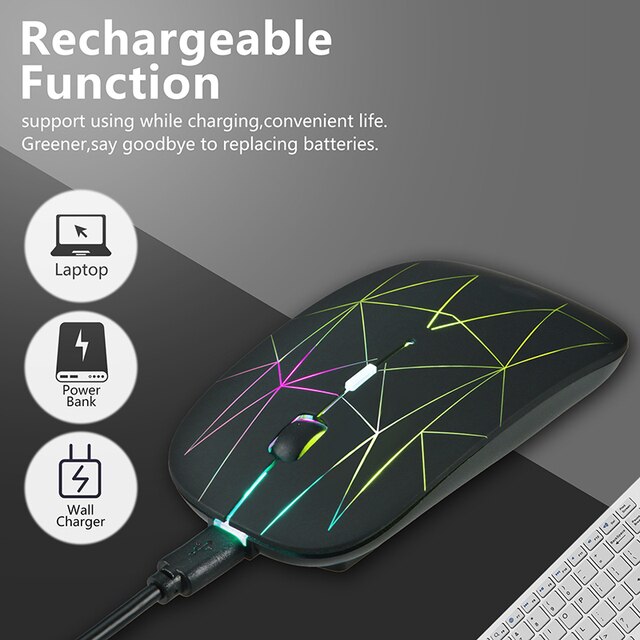 Bezprzewodowa mysz LED przenośna ładowalna - cicha mysz do komputera przenośnego Notebook - Wianko - 4