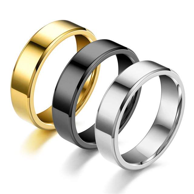 Męskie pierścionki ślubne ze stali nierdzewnej o klasycznym designie, szerokość 8mm, czarne - Wianko - 6