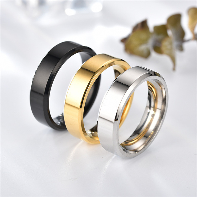 Męskie pierścionki ślubne ze stali nierdzewnej o klasycznym designie, szerokość 8mm, czarne - Wianko - 5