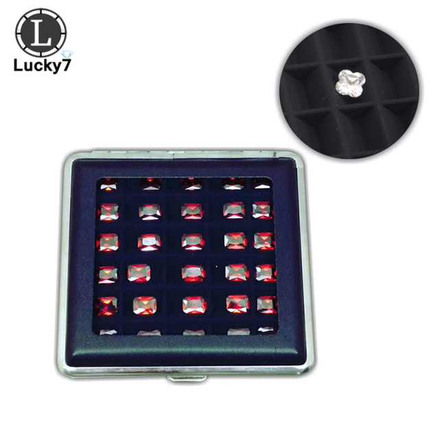 Czarna kasetka na biżuterię ze skóry PU z diamentowym wzorem i metalowym pudełkiem - organizator przechowywania z 30 siatkami dla kamieni - Wianko - 12