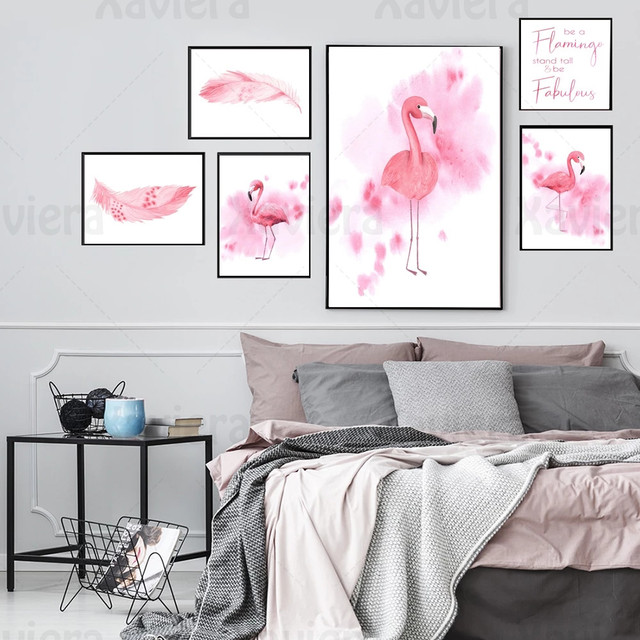 Plakat skandynawski z różowymi flamingami i cytatami - malarstwo na płótnie, dekoracja wnętrz - Wianko - 4