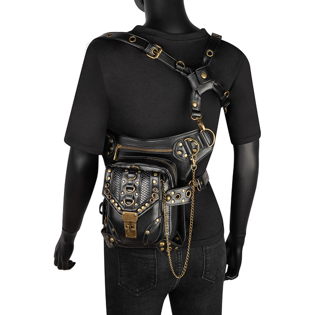 Mężczyźni w stylu Vintage Steampunk - torba ramię Gothic Retro Rock Punk Goth. Victoria - saszetka na nogę - Wianko - 10