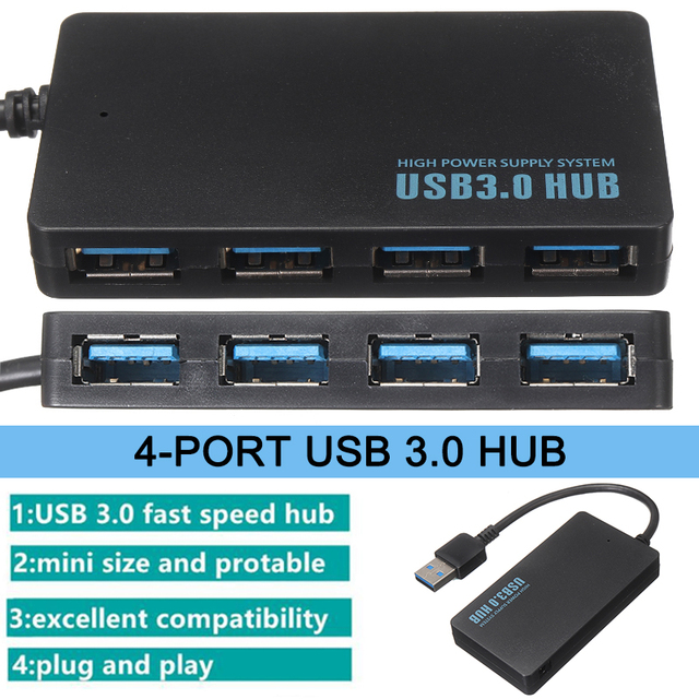 Super prędkość 4-Port USB 3.0 PIHOKS - przenośna piasta dla komputera stacjonarnego i laptopa - Wianko - 10