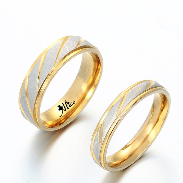 Wygrawerowane pierścienie ze stali tytanowej Acheerup dla pary - personalizowane pierścionki ślubne - Wianko - 8