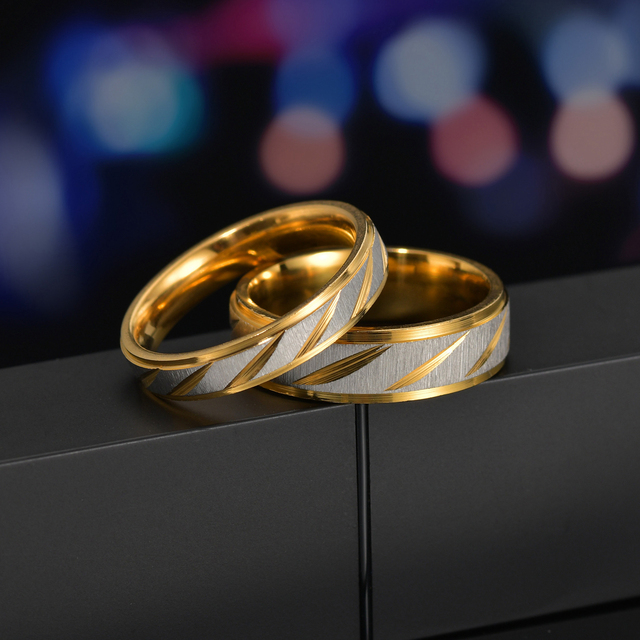 Wygrawerowane pierścienie ze stali tytanowej Acheerup dla pary - personalizowane pierścionki ślubne - Wianko - 10