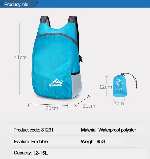 Pakowny plecak wspinaczkowy o pojemności 15L, ultralekki, wodoodporny, składany dla kobiet i mężczyzn - Wianko - 2