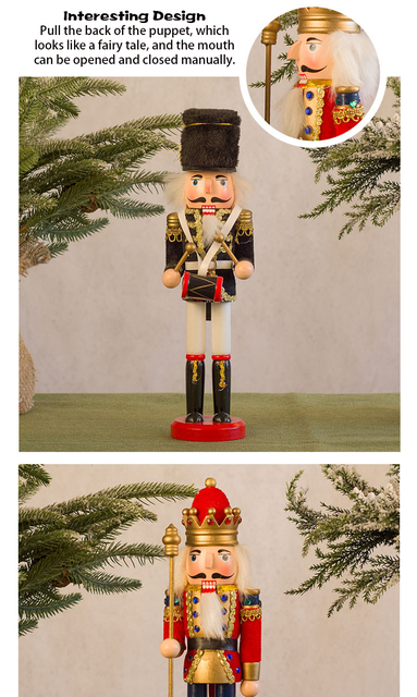 Dekoracja europejskiego stylu - Dziadek do orzechów żołnierz lalki boże narodzenie 30CM - Wianko - 5