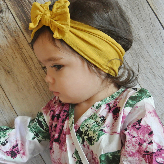 Śliczne Bowknot Baby pałąk dla dziewczynki - 18 kolorów Turban czapki z miękkiego elastycznego nylonu, idealne akcesoria dla dzieci - Wianko - 4