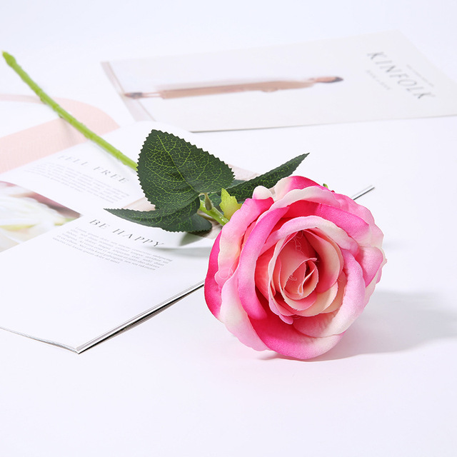 Sztuczna roślina - bukiet róż flanelowych: czerwony, biały, 50cm - Wianko - 8