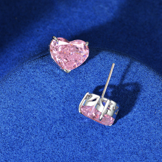 Kolczyki ze srebra próby 925 z wysokiej jakości węglem diamentowym w kształcie serca, o średnicy 10*12mm i cięciu Ice Flower - Wianko - 2