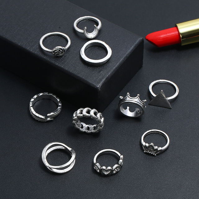 Zestaw 8 prostych, srebrnych pierścieni o okrągłej konstrukcji - geometria i kolor dla kobiet, wykonane handmade - Wianko - 6