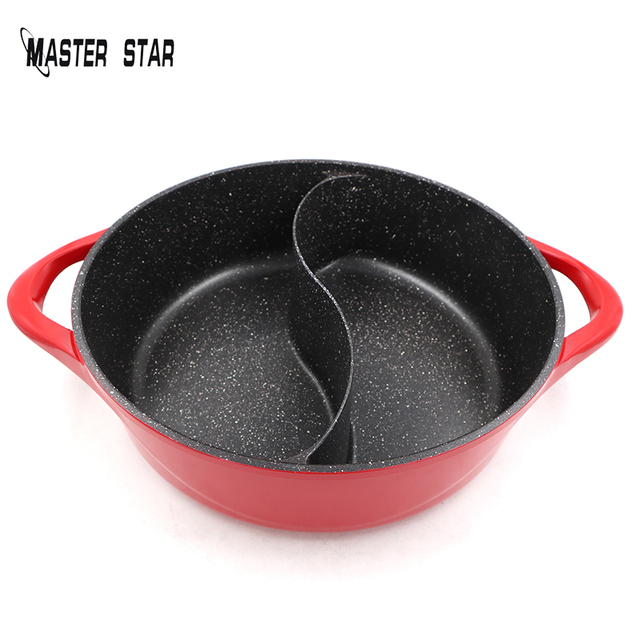 Gorący kociołek Master Star PFOA darmo, chiński samowar Hogo 2-w-1, non-stick, 28/30 cm, kuchenka indukcyjna - Wianko - 2