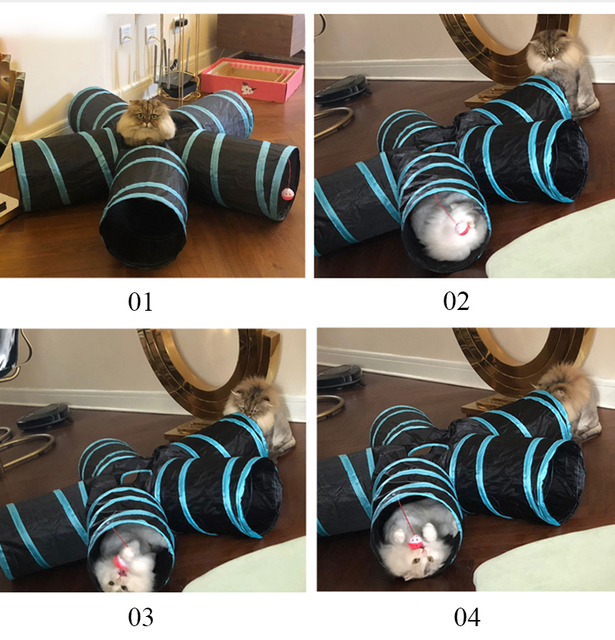Zabawka Interaktywna dla Kotów - Składany Domowy Tunel z 5/4/3 Otworami - Wianko - 2