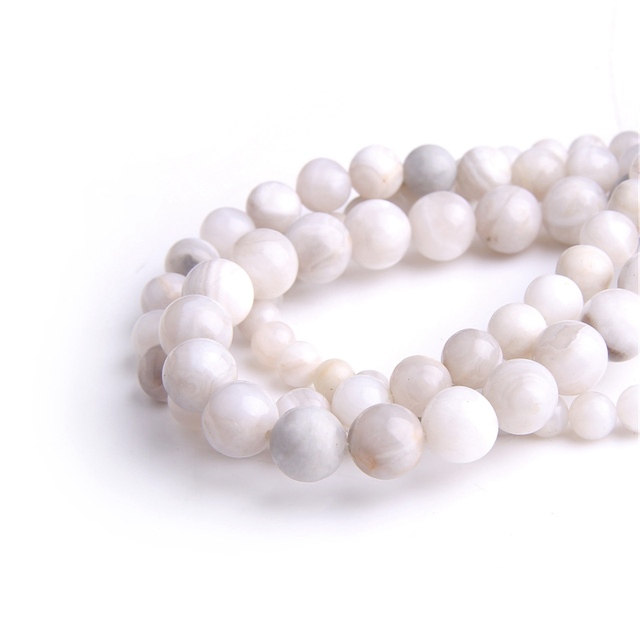 Koraliki dystansowe z białego szalonego agatu, okrągłe, 4-12mm – luzem do tworzenia biżuterii - Wianko - 5