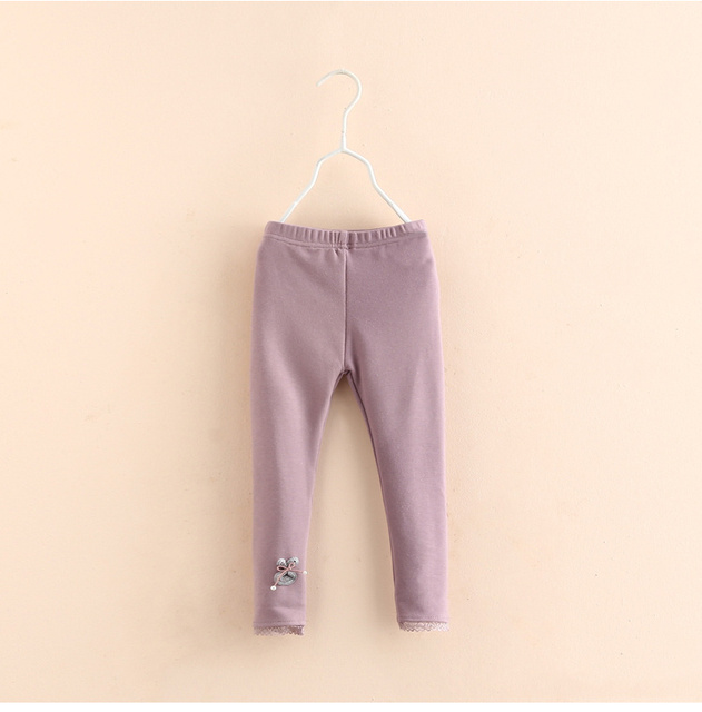 Nowość! Bawełniane długie legginsy dla dziewczynki 100-150cm w wieku 3-12 lat z koronkowymi patchworkami - jesień/wiosna 2021 - Wianko - 10