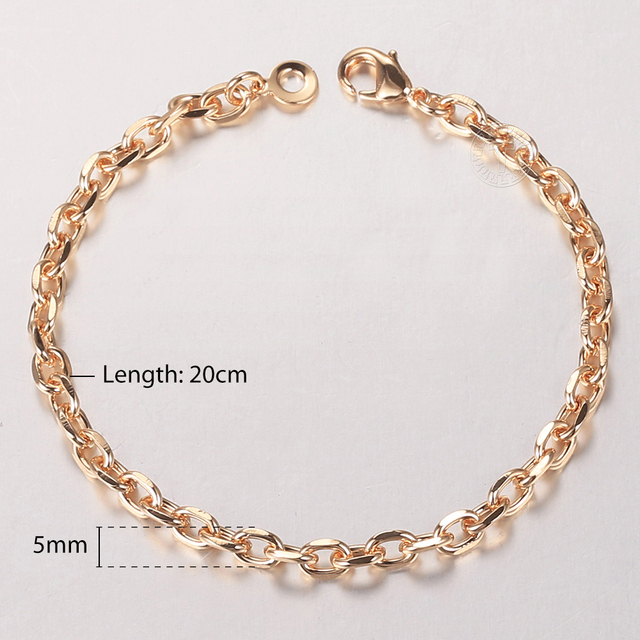 Damska bransoletka 585 różowe złoto 5mm Rolo kabel Link Chain 20cm - Wianko - 2