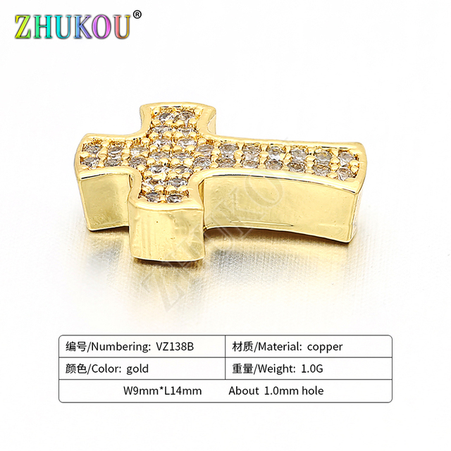 Ręcznie wykonane koraliki do biżuterii - haft krzyżykowy 9x14mm z mikrozapadkowaniem i cyrkoniami cubic zirconia, model VZ138 - Wianko - 16
