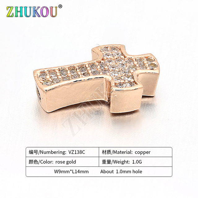Ręcznie wykonane koraliki do biżuterii - haft krzyżykowy 9x14mm z mikrozapadkowaniem i cyrkoniami cubic zirconia, model VZ138 - Wianko - 17