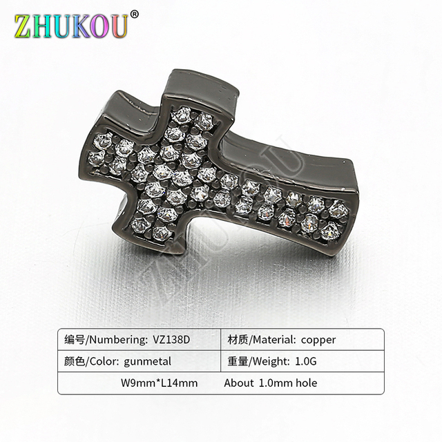 Ręcznie wykonane koraliki do biżuterii - haft krzyżykowy 9x14mm z mikrozapadkowaniem i cyrkoniami cubic zirconia, model VZ138 - Wianko - 18