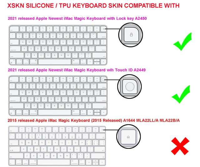 Osłona klawiatury XSKN MacOS Mac OS X dla iMac 24 cal 2021 z magiczną klawiaturą A2449 z identyfikatorem dotykowym i A2450 z zamkiem na klucz - Wianko - 1