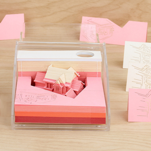 Kreatywny trójwymiarowy różowy notatnik na poddaszu – ręcznie wykonany z łzą, idealny na pamiątki i ozdoby - Wianko - 1
