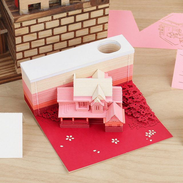 Kreatywny trójwymiarowy różowy notatnik na poddaszu – ręcznie wykonany z łzą, idealny na pamiątki i ozdoby - Wianko - 2