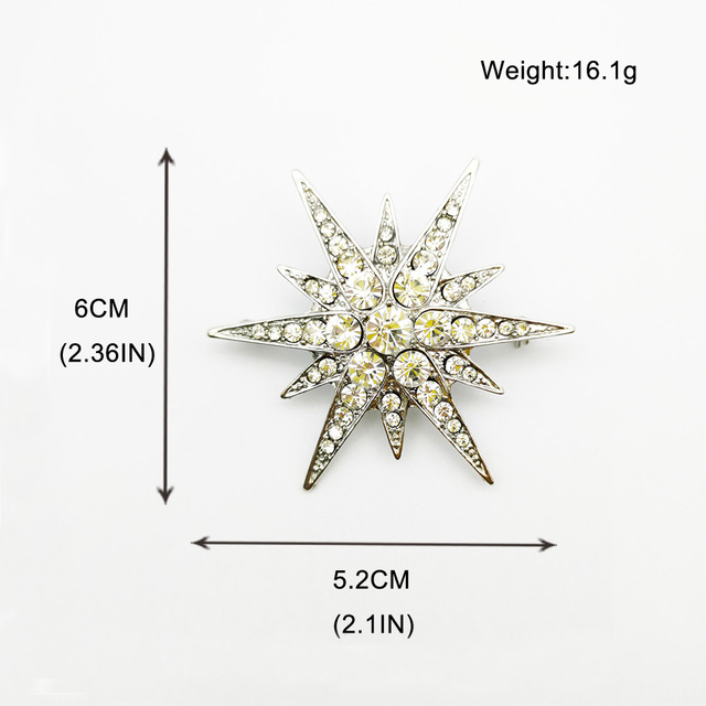 Duża broszka ze strasów, kryształów Starburst, idealna dla nowożeńców - Wianko - 3