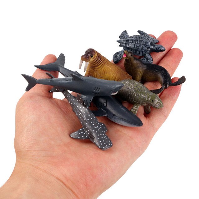Zestaw 12 figurków zwierząt morskich: megaodon, delfin, jamochłon, rekiny, walenie, manty – akwarium dla dzieci, zabawka edukacyjna - Wianko - 5