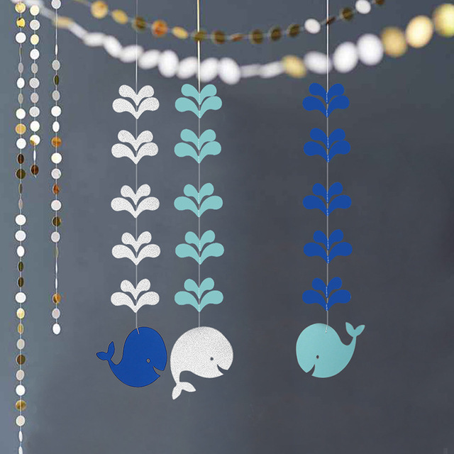 Wisząca girlanda z różowymi i niebieskimi wielorybami - ozdoba do dekoracji pokoju dziecięcego na urodziny, Nowy Rok i inne przyjęcia - Wianko - 5
