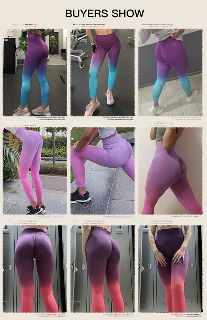Wydrukowane kobiety Push Up joga legginsy gradienty - spodnie wysokiej talii siłownia legginsy sportowe - Wianko - 3