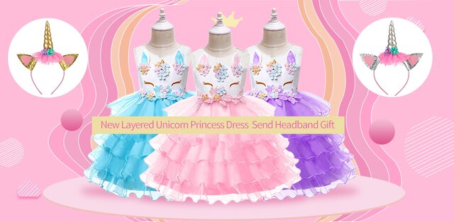 Długa Sukienka Christmas Girl jednorożec Rainbow Flower Girl księżniczka Lucky Baby dziewczęca urodzinowa zestaw 3-12 lat - Wianko - 1