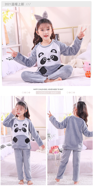 Zimowe zestawy flanelowych piżam dziecięcych dla chłopców i dziewczynek - Wianko - 23